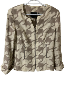 Carlisle Houndstooth Silk Cotton Blend Woven Texture Blazer Size 12